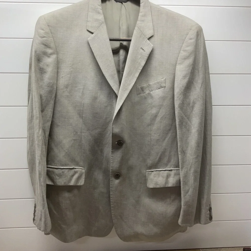 Calvin Klein Collection Grey Wool Linen Blazer Sport Coat Size 54 Regular